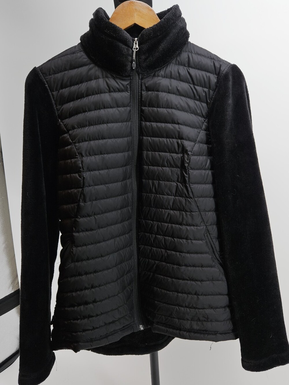 32 Degrees Heat Women’s Black Hybrid Puffer Fleece Jacket Size L